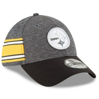 Men's Pittsburgh Steelers New Era Heather Gray/Black 2018 NFL Sideline Home Graphite 39THIRTY Flex Hat 3058310